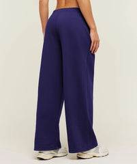 Script Embroidery Wide Leg Pants